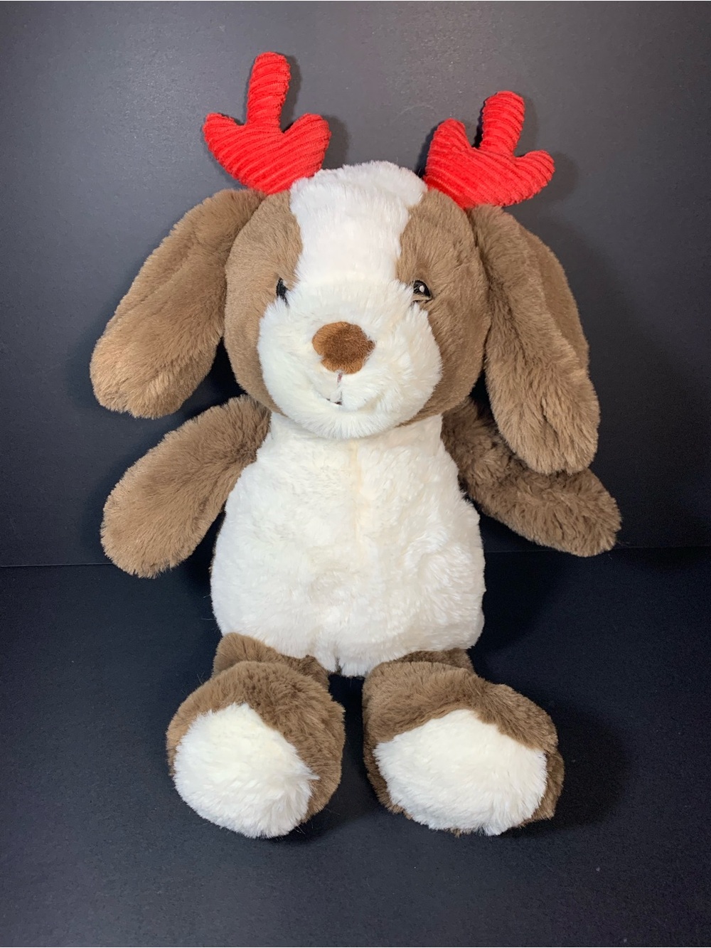 Spark Create Imagine 14" PUPPY DOG With REINDEER ANTLERS Rattle Toy Plush